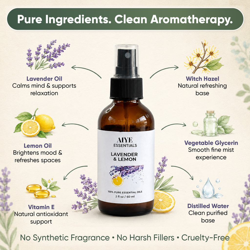 Lavender Lemon Room, Linen & Fabric Spray Calming Essential Oil Blend 2 Fl oz (60 ml)