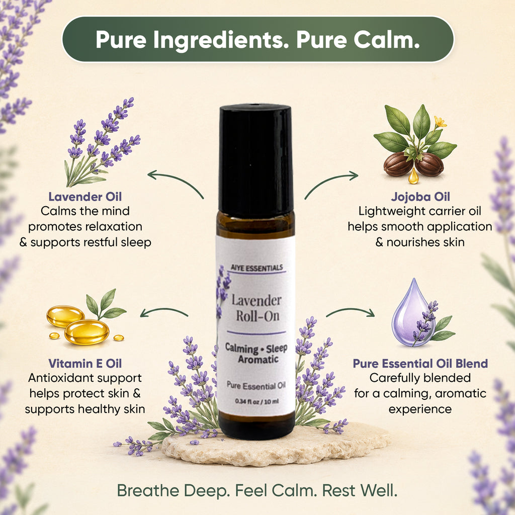 Lavender Essential Oil Roll-On, Calm & Relaxation Support 0.34 oz