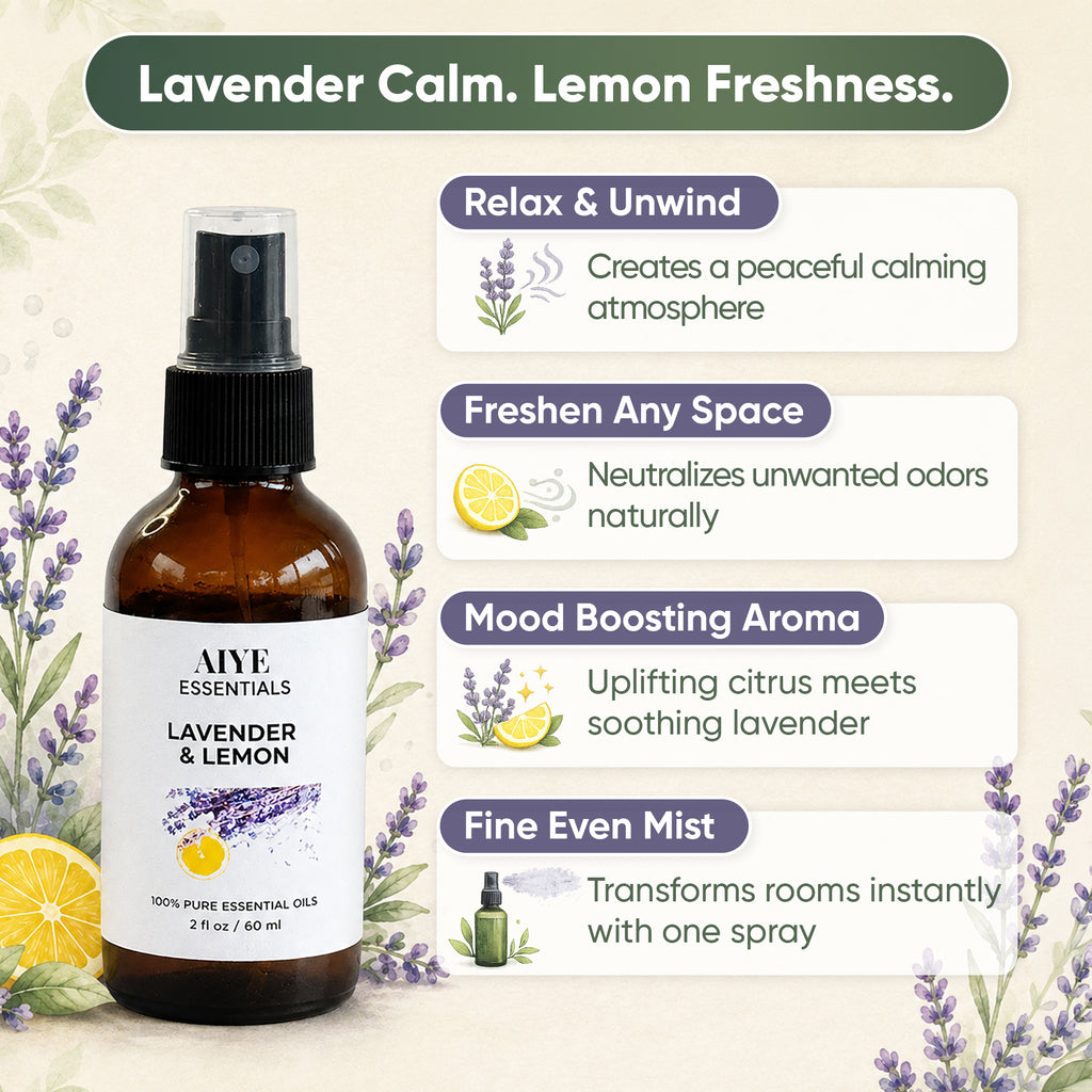 Lavender Lemon Room, Linen & Fabric Spray Calming Essential Oil Blend 2 Fl oz (60 ml)