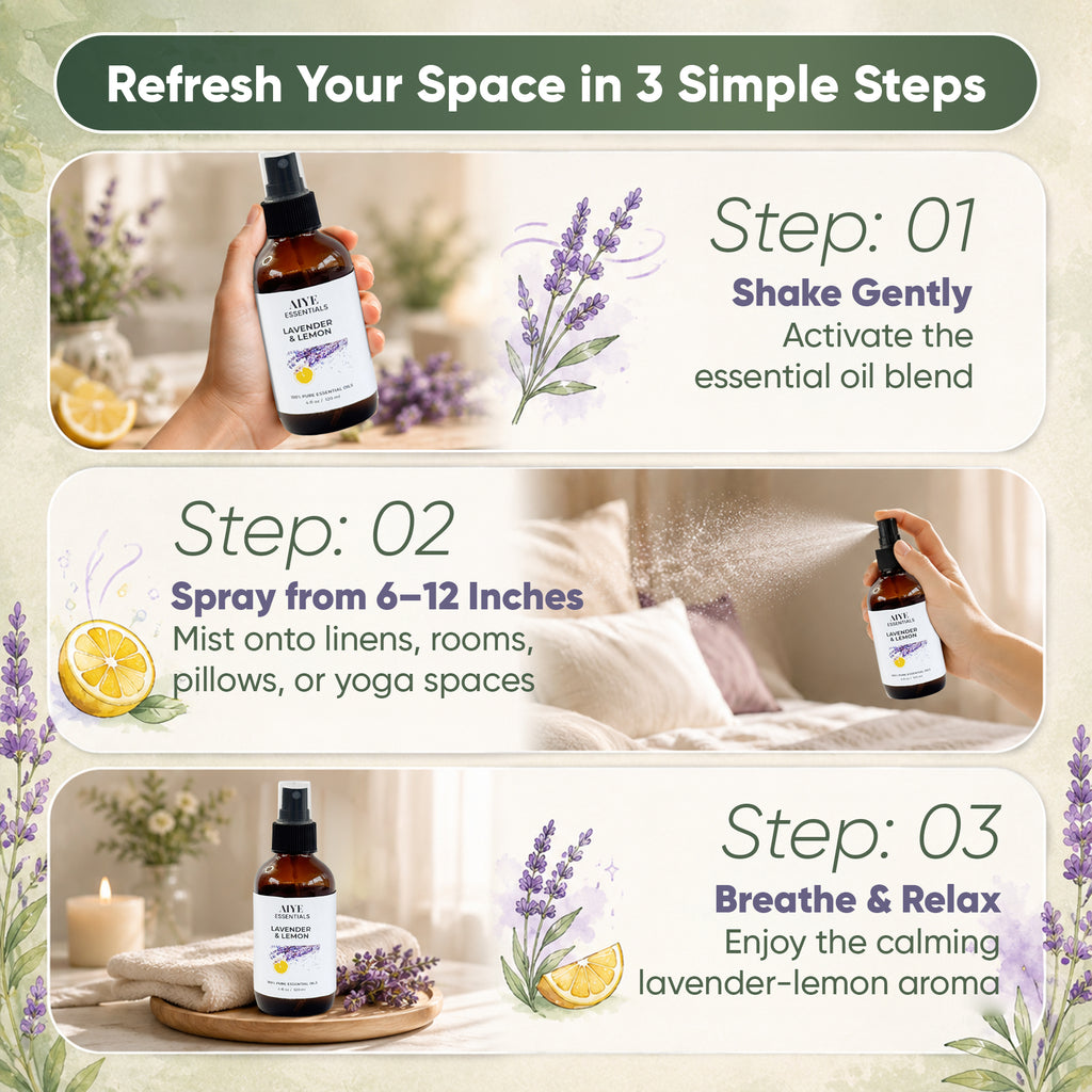 Lavender Lemon Room, Linen & Fabric Spray Calming Essential Oil Blend 2 Fl oz (60 ml)