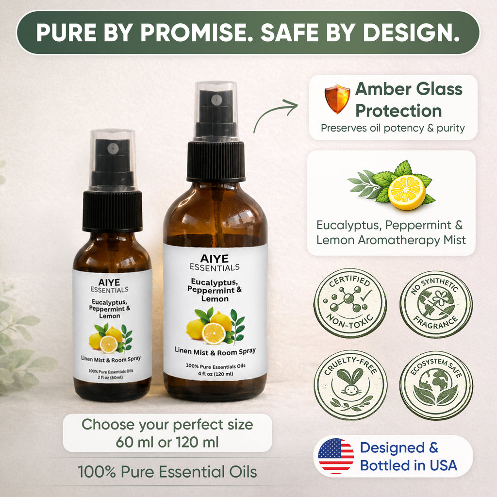 Eucalyptus, Peppermint & Lemon Room, Linen & Fabric Spray Essential Oil Blend 4 Fl oz (120 ml)