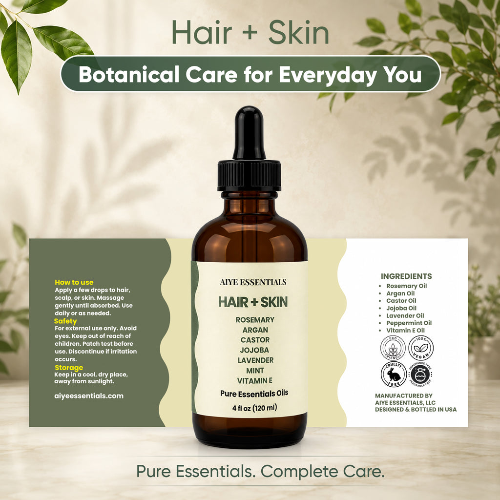 Rosemary Peppermint Lavender Hair, Argan Jojoba Castor Vitamin E Nourish Shine Elixir, 4 oz fl