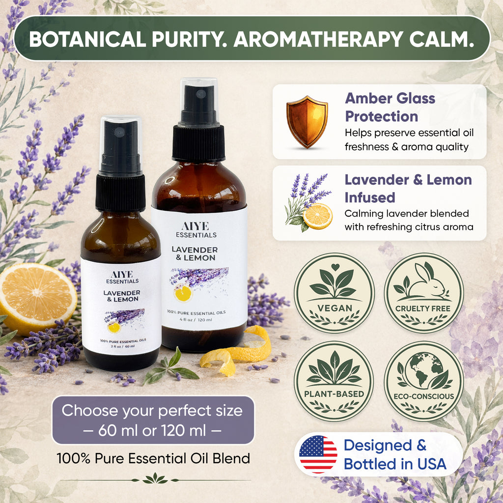Lavender Lemon Room, Linen & Fabric Spray Calming Essential Oil Blend 2 Fl oz (60 ml)