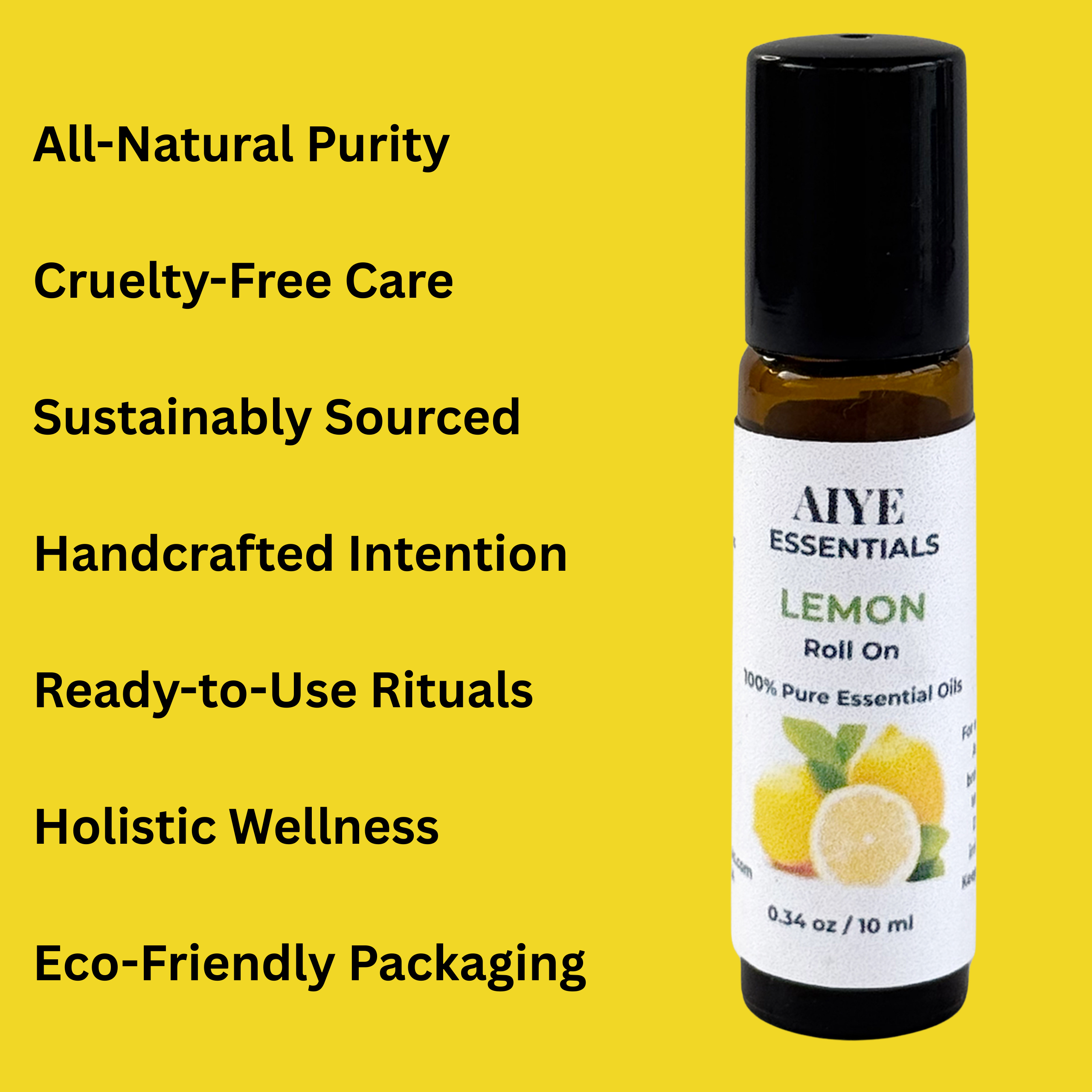 Lemon Essential Oil Roll-On, Calm Focus Uplift 0.34 oz (10 ml)