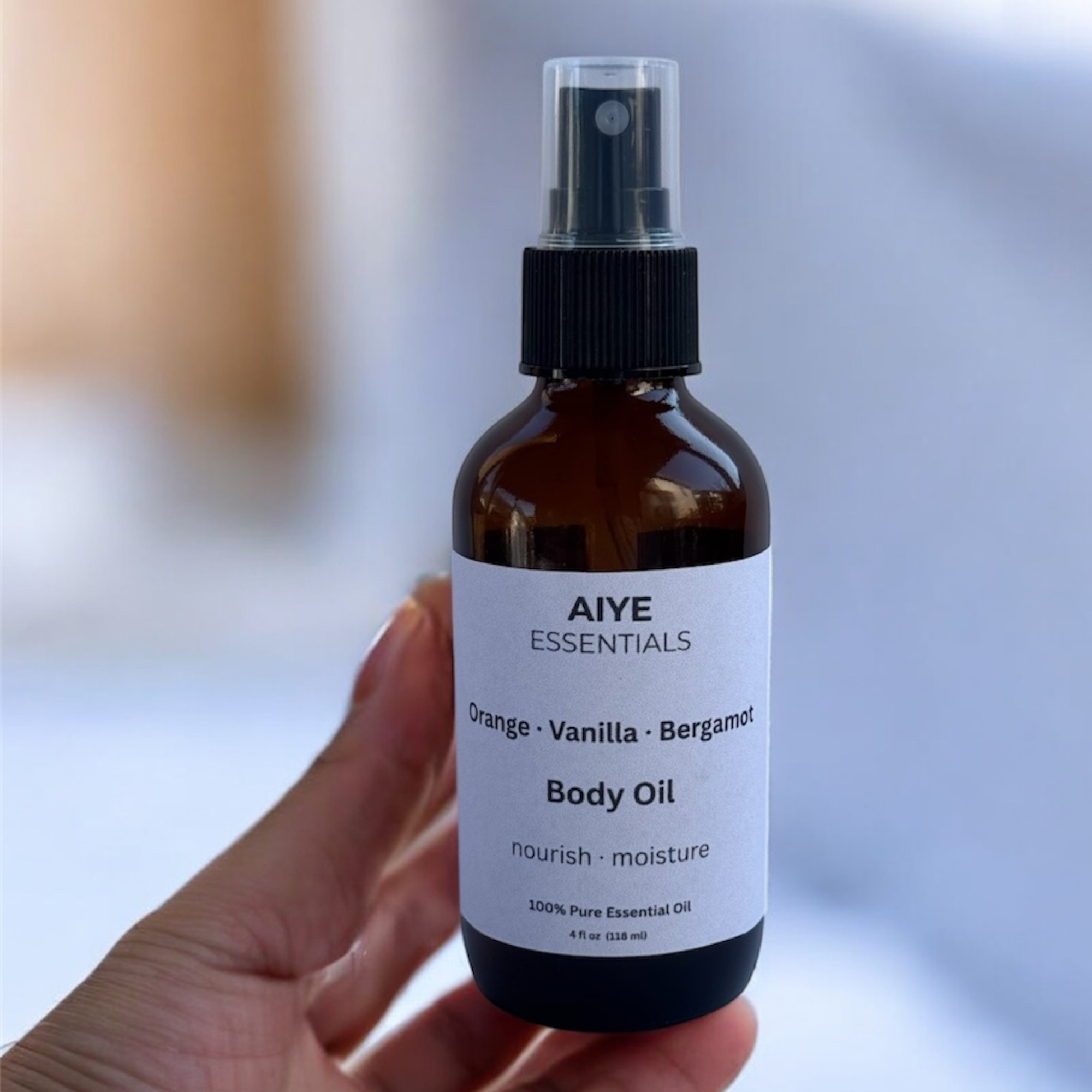Orange Vanilla Bergamot Body Oil – Hydrating Natural Moisturizer with Essential Oils – 4 oz