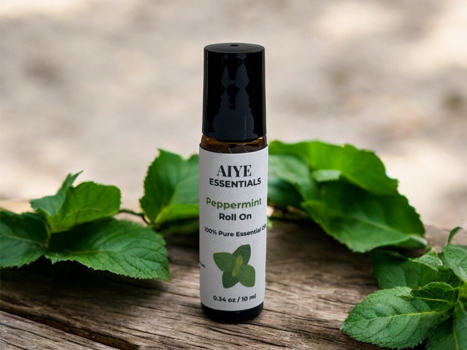Peppermint Essential Oil Roll-On, Alertness and Mental Clarity, 0.34 oz (10 ml)