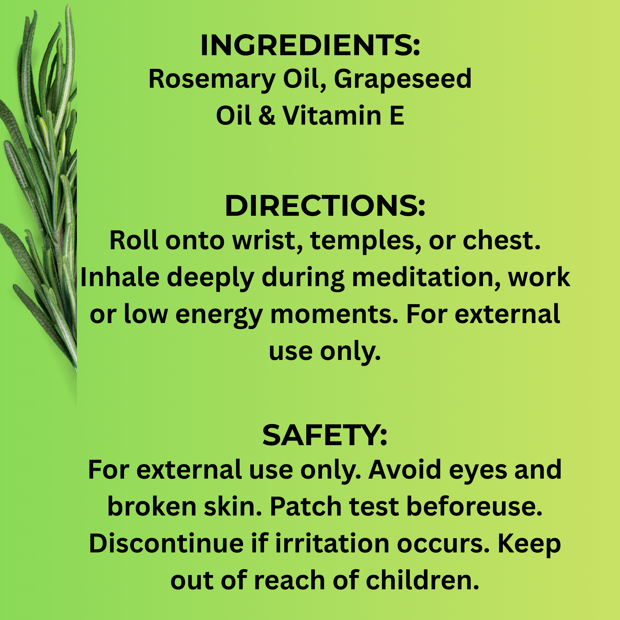 Rosemary Essential Oil Roll-On, 0.34 oz (10 ml), Focus & Mental Clarity