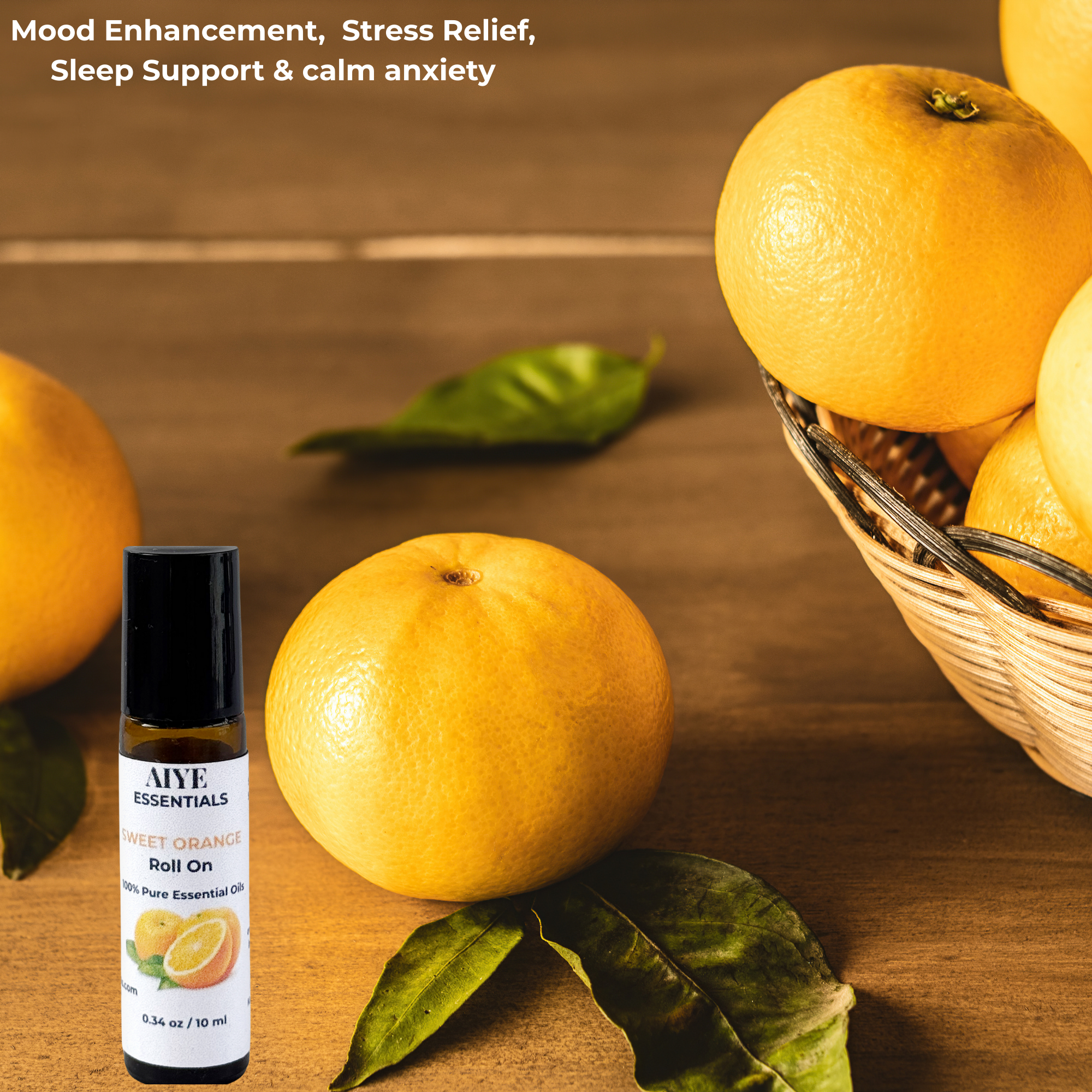 Sweet Orange Essential Oil Roll-Ons, energizes & lifts mood 0.34 oz (10 ml)